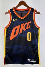 NBA Men 2024 Oklahoma City Thunder City Edition Dark Blue #0 WESTBROOK Jersey High Quality Name and Number Print