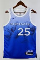 NBA Men 2024 Minnesota Timberwolves City Edition Blue #25 ROSE Jersey High Quality Name and Number Print