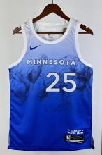 NBA Men 2024 Minnesota Timberwolves City Edition Blue #25 ROSE Jersey High Quality Name and Number Print