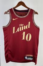 NBA  2024 Men Cleveland Cavaliers City Edition Red #10 GARLAND Jersey High Quality Name and Number Print