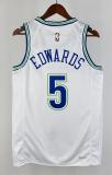 NBA Men 2024 Minnesota Timberwolves Retro White #5 EDWARDS Jersey High Quality Name and Number Print