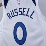 NBA Men 2023 Minnesota Timberwolves White #0 RUSSELL Jersey High Quality Name and Number Print
