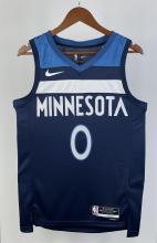 NBA Men 2023 Minnesota Timberwolves Blue #0 RUSSELL Jersey High Quality Name and Number Print