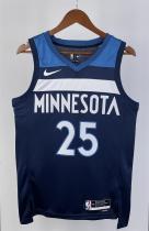 NBA Men 2023 Minnesota Timberwolves Blue #25 ROSE Jersey High Quality Name and Number Print