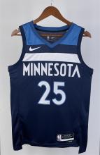 NBA Men 2023 Minnesota Timberwolves Blue #25 ROSE Jersey High Quality Name and Number Print