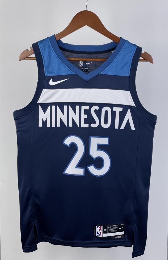 NBA Men 2023 Minnesota Timberwolves Blue #25 ROSE Jersey High Quality Name and Number Print