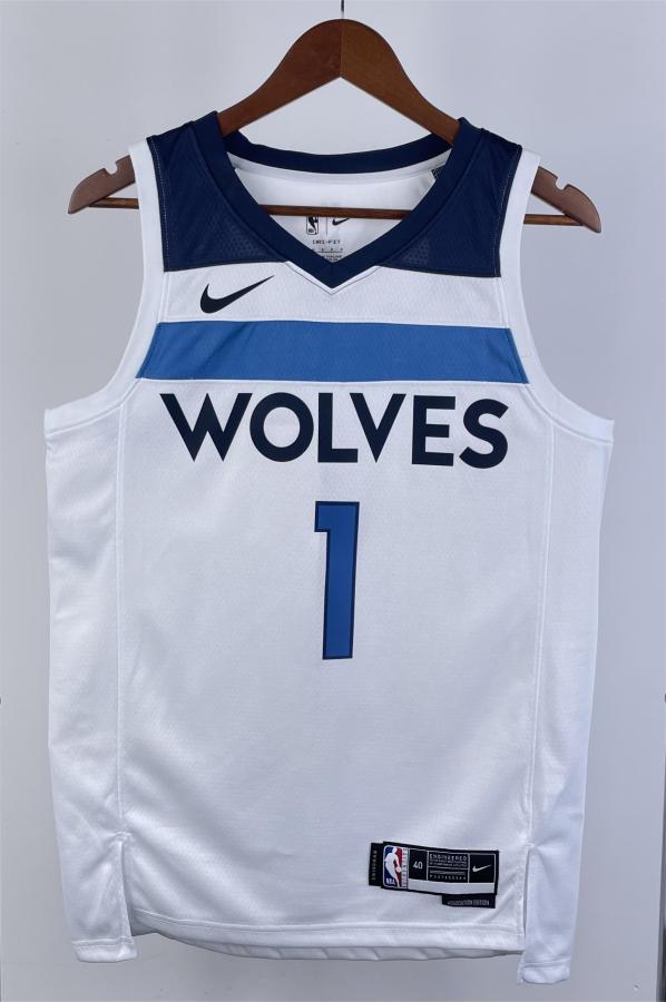 NBA Men 2023 Minnesota Timberwolves White #1 ANDERSON Jersey High Quality Name and Number Print