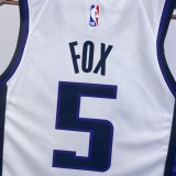 NBA Men 2024 Sacramento Kings White #5 FOX Jersey High Quality Name and Number Print