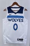 NBA Men 2023 Minnesota Timberwolves White #0 RUSSELL Jersey High Quality Name and Number Print