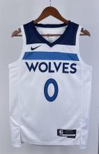 NBA Men 2023 Minnesota Timberwolves White #0 RUSSELL Jersey High Quality Name and Number Print