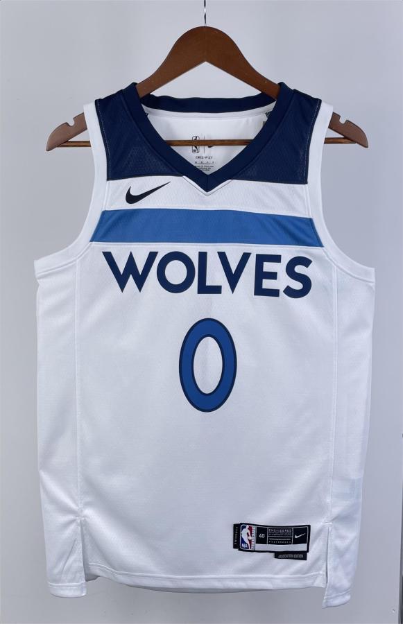 NBA Men 2023 Minnesota Timberwolves White #0 RUSSELL Jersey High Quality Name and Number Print