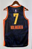 NBA Men 2024 Oklahoma City Thunder City Edition Dark Blue #7 HOLMGREN Jersey High Quality Name and Number Print