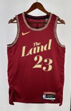 NBA  2024 Men Cleveland Cavaliers City Edition Red #23 JAMES Jersey High Quality Name and Number Print