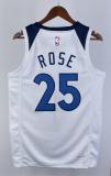 NBA Men 2023 Minnesota Timberwolves White #25 ROSE Jersey High Quality Name and Number Print