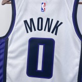 NBA Men 2024 Sacramento Kings White #0 MONK Jersey High Quality Name and Number Print