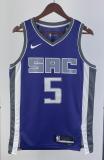 NBA Men 2023 Sacramento Kings Purple #5 FOX Jersey High Quality Name and Number Print