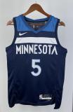 NBA Men 2023 Minnesota Timberwolves Blue #5 EDWARDS Jersey High Quality Name and Number Print