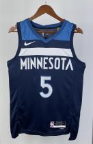 NBA Men 2023 Minnesota Timberwolves Blue #5 EDWARDS Jersey High Quality Name and Number Print