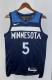 NBA Men 2023 Minnesota Timberwolves Blue #5 EDWARDS Jersey High Quality Name and Number Print