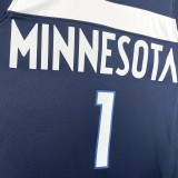 NBA Men 2023 Minnesota Timberwolves Blue #1 ANDERSON Jersey High Quality Name and Number Print