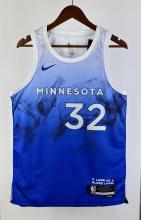 NBA Men 2024 Minnesota Timberwolves City Edition Blue #32 TOWNS Jersey High Quality Name and Number Print