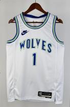 NBA Men 2024 Minnesota Timberwolves Retro White #1 ANDERSON Jersey High Quality Name and Number Print