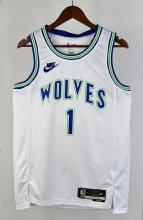 NBA Men 2024 Minnesota Timberwolves Retro White #1 ANDERSON Jersey High Quality Name and Number Print