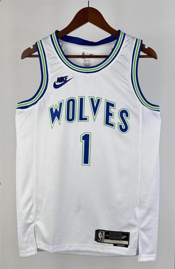 NBA Men 2024 Minnesota Timberwolves Retro White #1 ANDERSON Jersey High Quality Name and Number Print