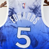 NBA Men 2024 Minnesota Timberwolves City Edition Blue #5 EDWARDS Jersey High Quality Name and Number Print