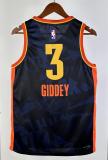 NBA Men 2024 Oklahoma City Thunder City Edition Dark Blue #3 GIDDEYJersey High Quality Name and Number Print