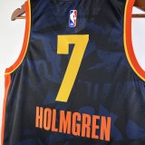 NBA Men 2024 Oklahoma City Thunder City Edition Dark Blue #7 HOLMGREN Jersey High Quality Name and Number Print