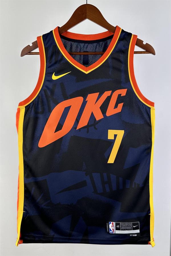 NBA Men 2024 Oklahoma City Thunder City Edition Dark Blue #7 HOLMGREN Jersey High Quality Name and Number Print