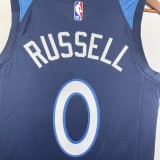 NBA Men 2023 Minnesota Timberwolves Blue #0 RUSSELL Jersey High Quality Name and Number Print