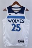 NBA Men 2023 Minnesota Timberwolves White #25 ROSE Jersey High Quality Name and Number Print