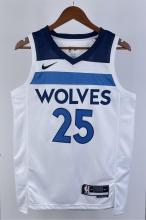 NBA Men 2023 Minnesota Timberwolves White #25 ROSE Jersey High Quality Name and Number Print