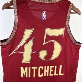 NBA  2024 Men Cleveland Cavaliers City Edition Red #45 MITCHELL Jersey High Quality Name and Number Print