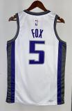 NBA Men 2023 Sacramento Kings White #5 FOX Jersey High Quality Name and Number Print