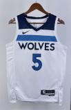 NBA Men 2023 Minnesota Timberwolves White #5 EDWARDS Jersey High Quality Name and Number Print