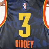 NBA Men 2024 Oklahoma City Thunder City Edition Dark Blue #3 GIDDEYJersey High Quality Name and Number Print