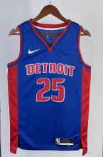NBA Season 2023 Detroit Pistons Blue #25 ROSE Jersey High Quality Name and Number Print