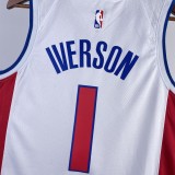 NBA Season 2023 Detroit Pistons White #1 IVERSON Jersey High Quality Name and Number Print