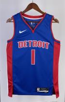 NBA Season 2023 Detroit Pistons Blue #1 IVERSON Jersey High Quality Name and Number Print