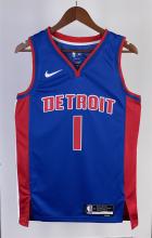 NBA Season 2023 Detroit Pistons Blue #1 IVERSON Jersey High Quality Name and Number Print