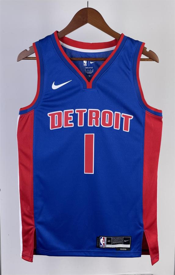 NBA Season 2023 Detroit Pistons Blue #1 IVERSON Jersey High Quality Name and Number Print