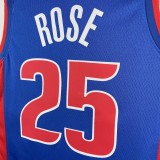 NBA Season 2023 Detroit Pistons Blue #25 ROSE Jersey High Quality Name and Number Print