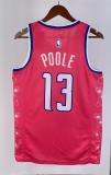 NBA Men Season 2023 Washington Wizards Pink #13 POOLE Jersey High Quality Name and Number Print
