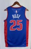 NBA Season 2023 Detroit Pistons Blue #25 ROSE Jersey High Quality Name and Number Print