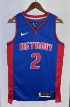 NBA Season 2023 Detroit Pistons Blue #2 CUNNINGHAM Jersey High Quality Name and Number Print