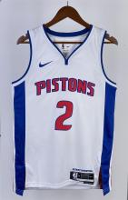 NBA Season 2023 Detroit Pistons White #2 CUNNINGHAM Jersey High Quality Name and Number Print