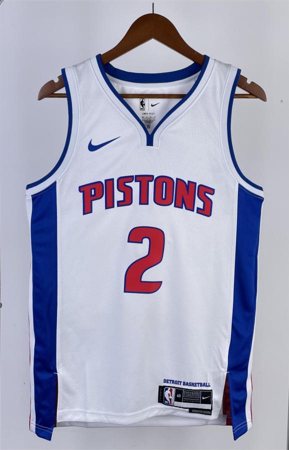 NBA Season 2023 Detroit Pistons White #2 CUNNINGHAM Jersey High Quality Name and Number Print